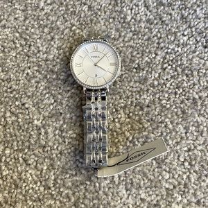 fossil silver crystal watch - brand new